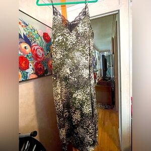 Lace Trimmed Silky Slip Dress